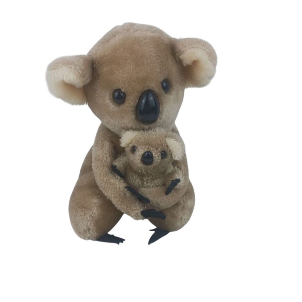 Dakin Koala With Baby Plush Vintage Stuffed Animal Hook And Loop Arms 1978 Korea